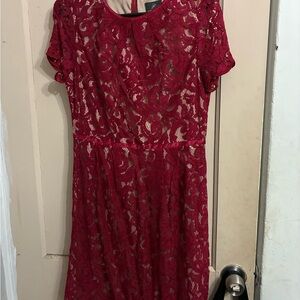 Adrianna Papell Burgundy Lace Midi Dress